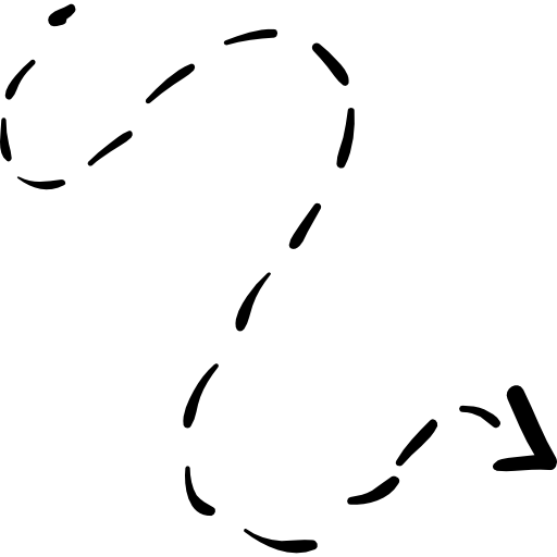 Curved arrow with broken line